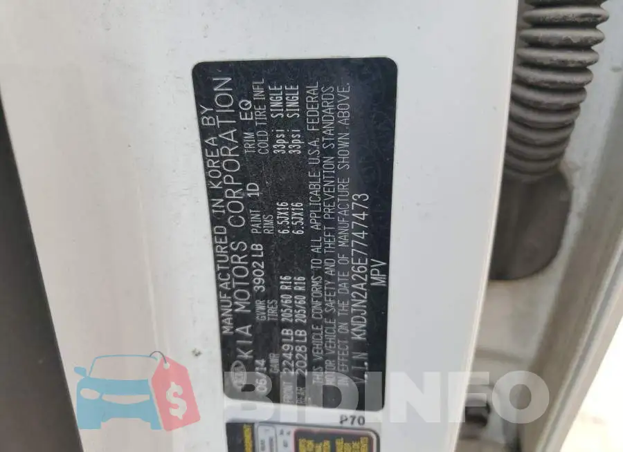 KNDJN2A26E7747473 Photo# 13