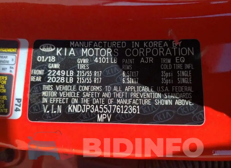 KNDJP3A55J7612361 Photo# 13