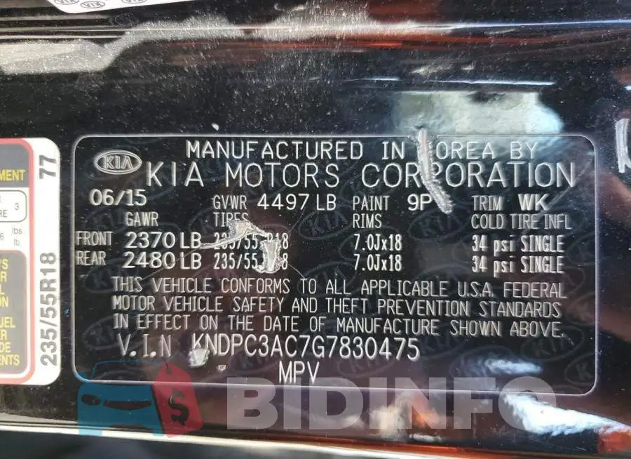 KNDPC3AC7G7830475 Photo# 14