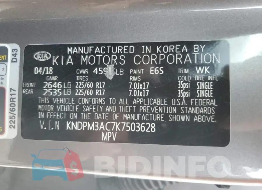 KNDPM3AC7K7503628 Photo# 13
