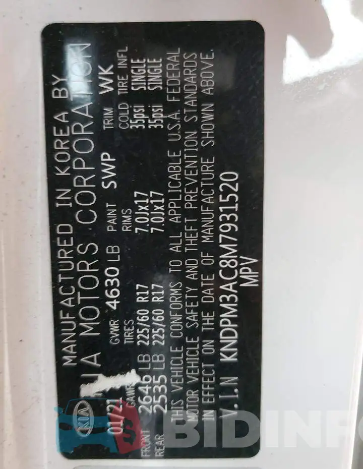 KNDPM3AC8M7931520 Photo# 13