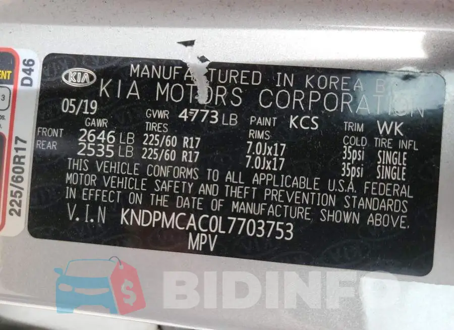 KNDPMCAC0L7703753 Photo# 12