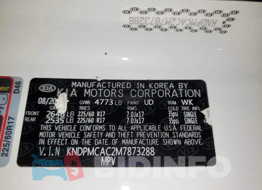 KNDPMCAC2M7873288 Photo# 12