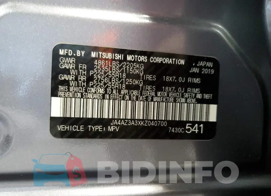 JA4AZ3A3XKZ040700 Photo# 14