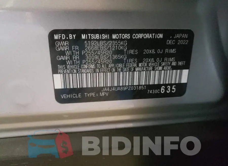 JA4J4UA89PZ031851 Photo# 13