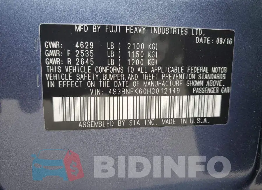 4S3BNEK60H3012149 Photo# 12