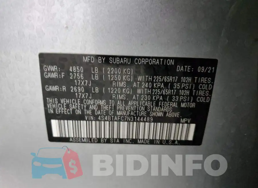 4S4BTAFC7N3144489 Photo# 13