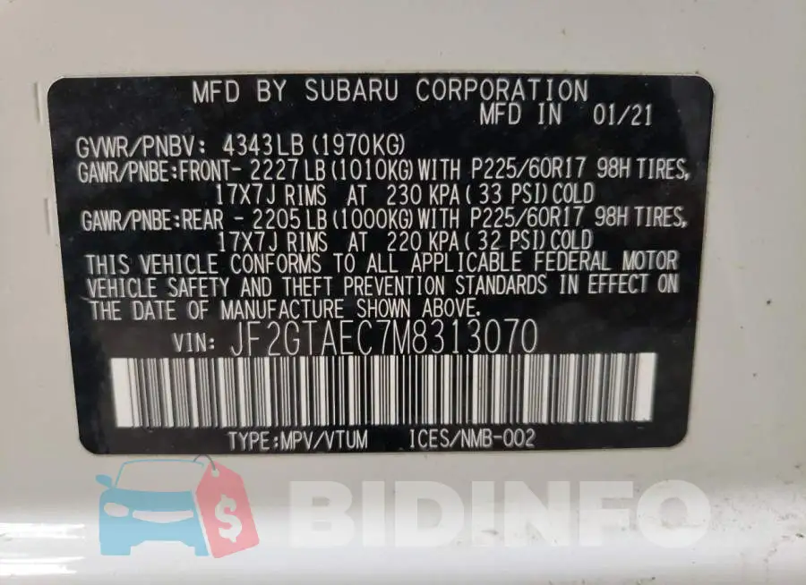 JF2GTAEC7M8313070 Photo# 13