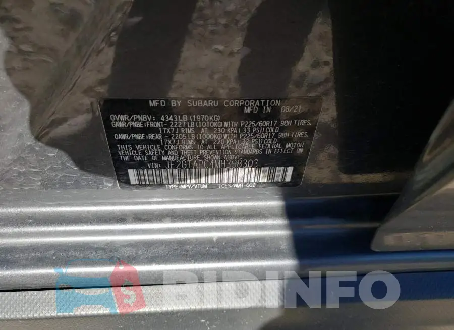 JF2GTAPC4MH398303 Photo# 12