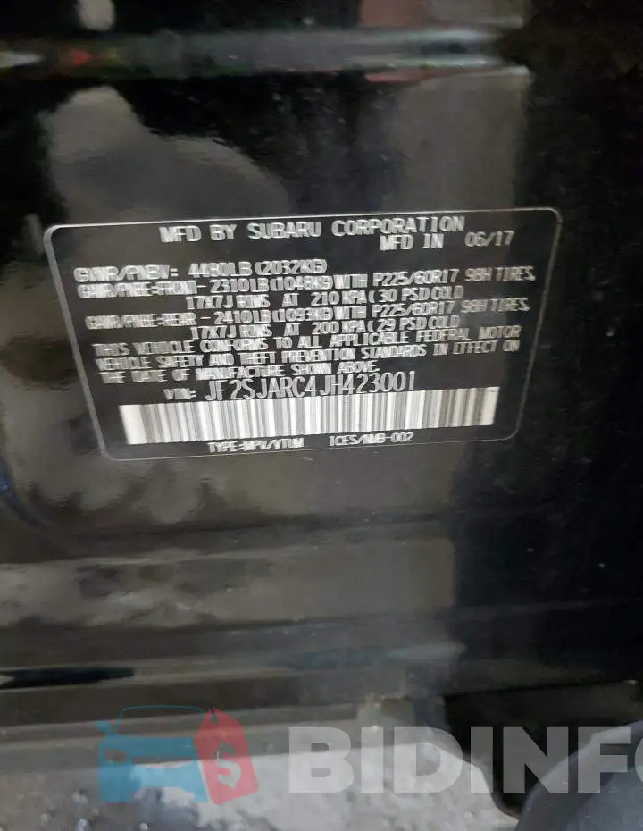 JF2SJARC4JH423001 Photo# 12