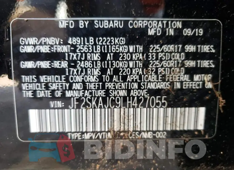 JF2SKAJC9LH427055 Photo# 13