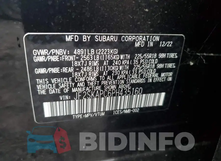 JF2SKAPC6PH435160 Photo# 13