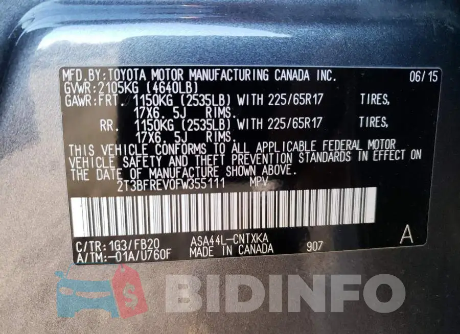 2T3BFREV0FW355111 Photo# 13