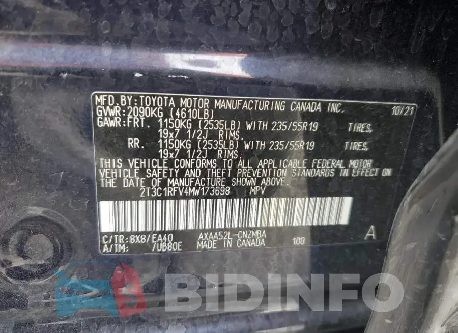 2T3C1RFV4MW173698 Photo# 13