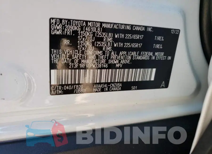 2T3F1RFV0PW338146 Photo# 13