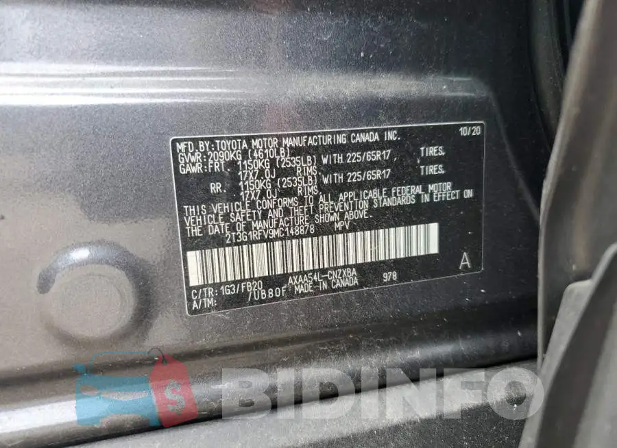 2T3G1RFV9MC148878 Photo# 13