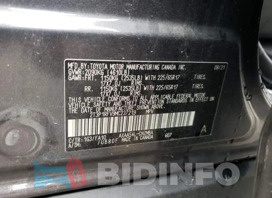 2T3P1RFV9MC237219 Photo# 14