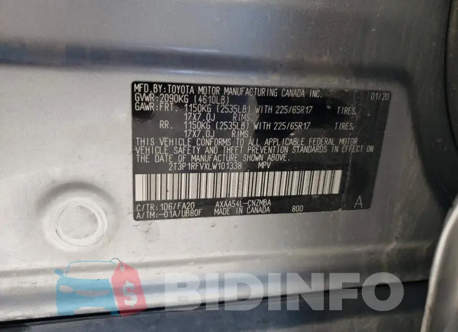 2T3P1RFVXLW101338 Photo# 12