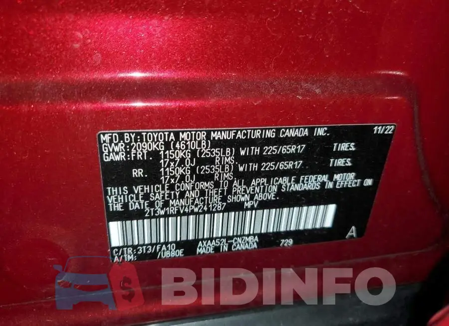 2T3W1RFV4PW241287 Photo# 14