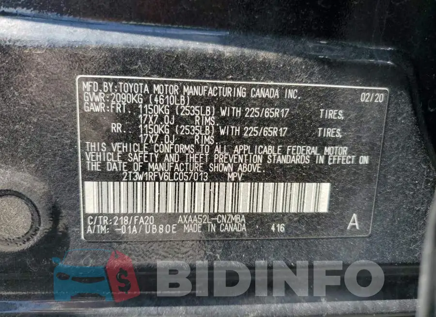 2T3W1RFV6LC057013 Photo# 12