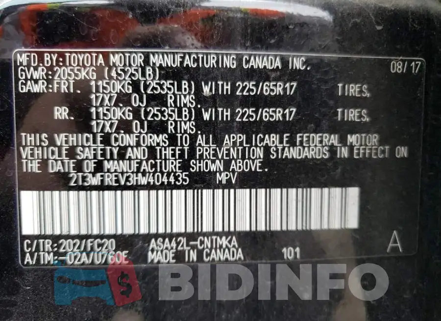 2T3WFREV3HW404435 Photo# 14