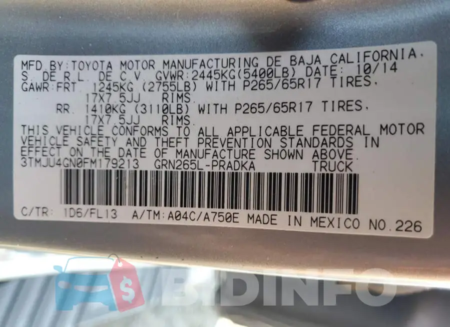 3TMJU4GN0FM179213 Photo# 12