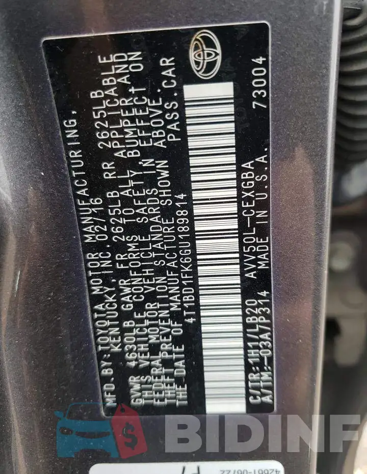 4T1BD1FK6GU189814 Photo# 12