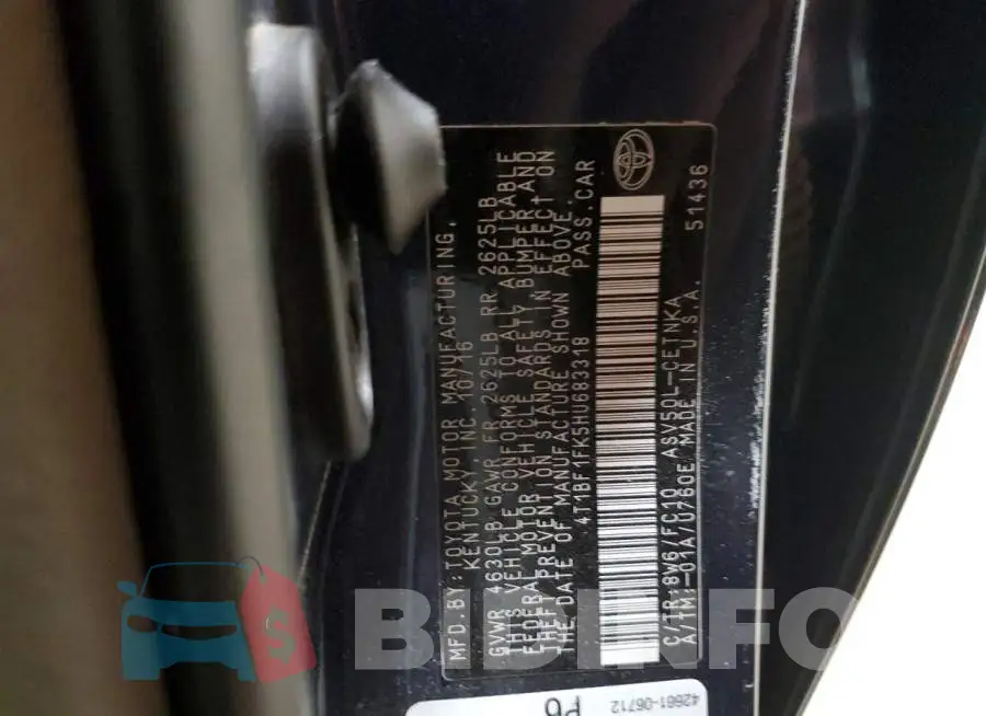 4T1BF1FK5HU683318 Photo# 12