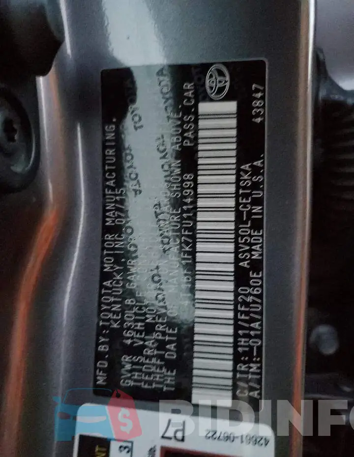 4T1BF1FK7FU114998 Photo# 12