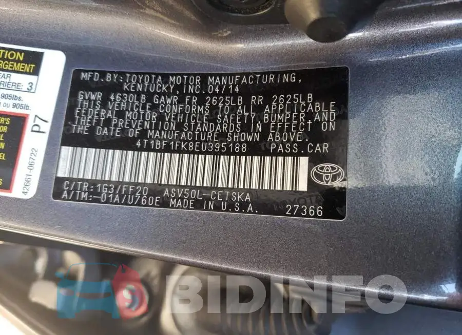 4T1BF1FK8EU395188 Photo# 13