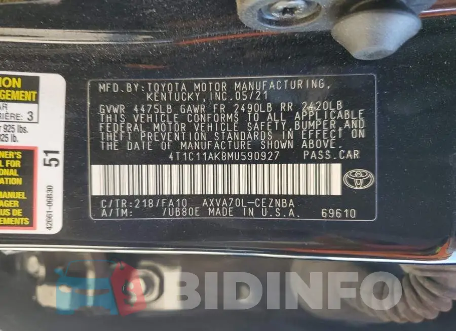 4T1C11AK8MU590927 Photo# 13