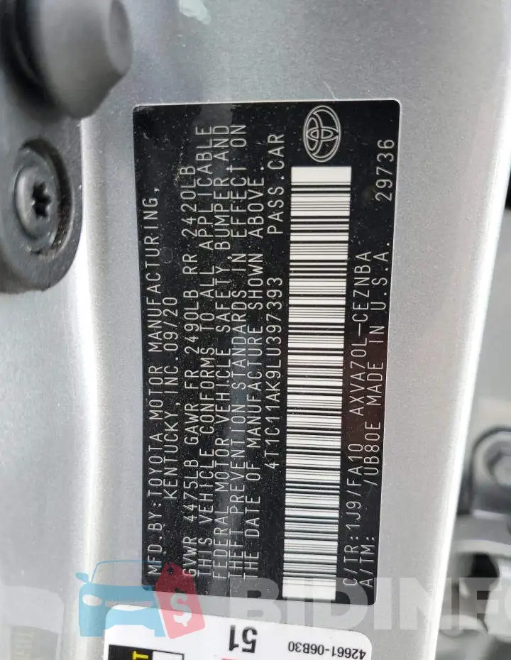 4T1C11AK9LU397393 Photo# 12