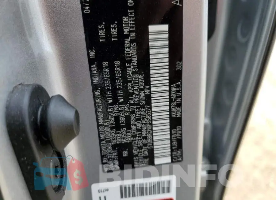 5TDBBRCH6PS585277 Photo# 12