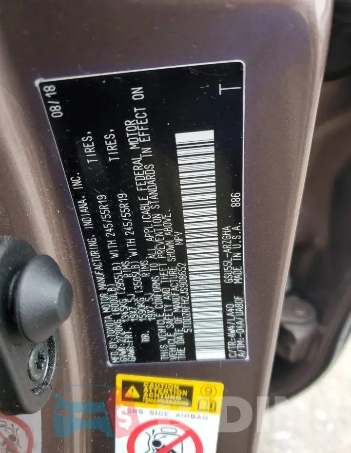 5TDDZRFH2JS908652 Photo# 13