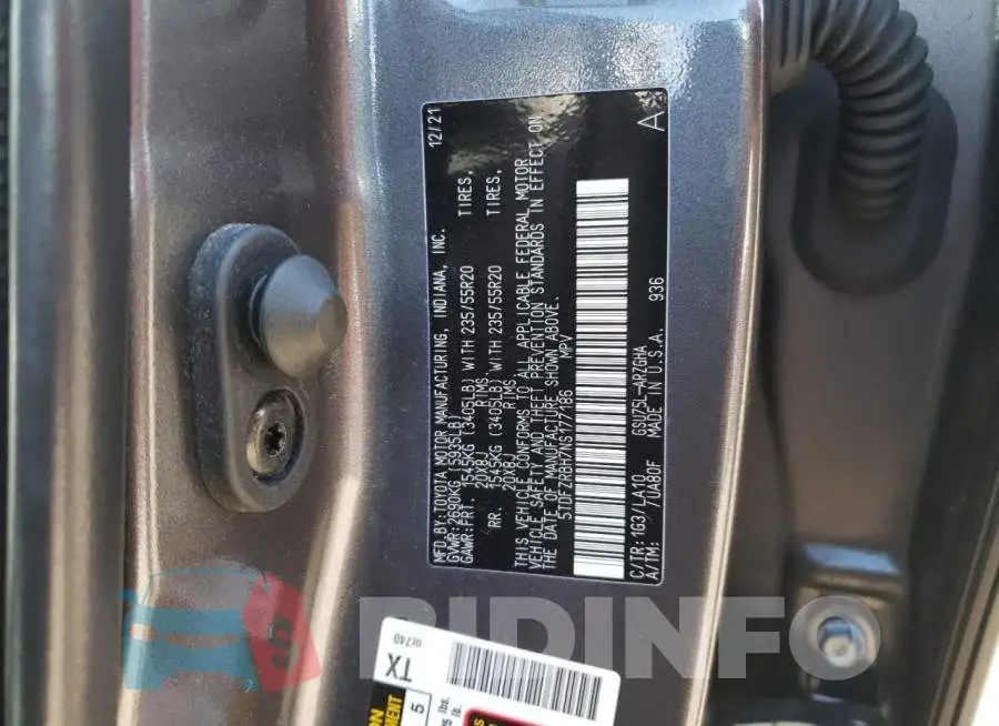 5TDFZRBH7NS177186 Photo# 13