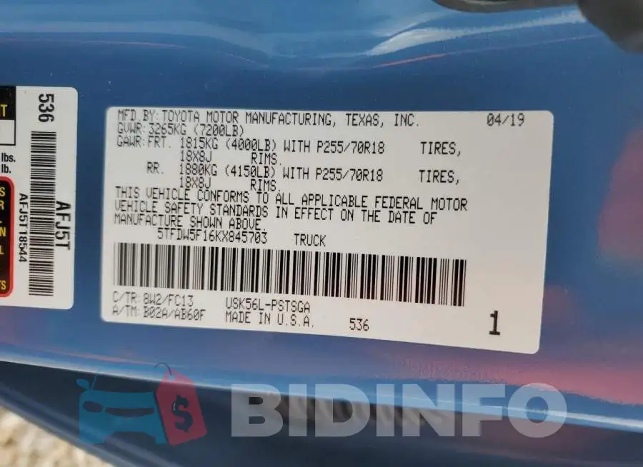 5TFDW5F16KX845703 Photo# 12