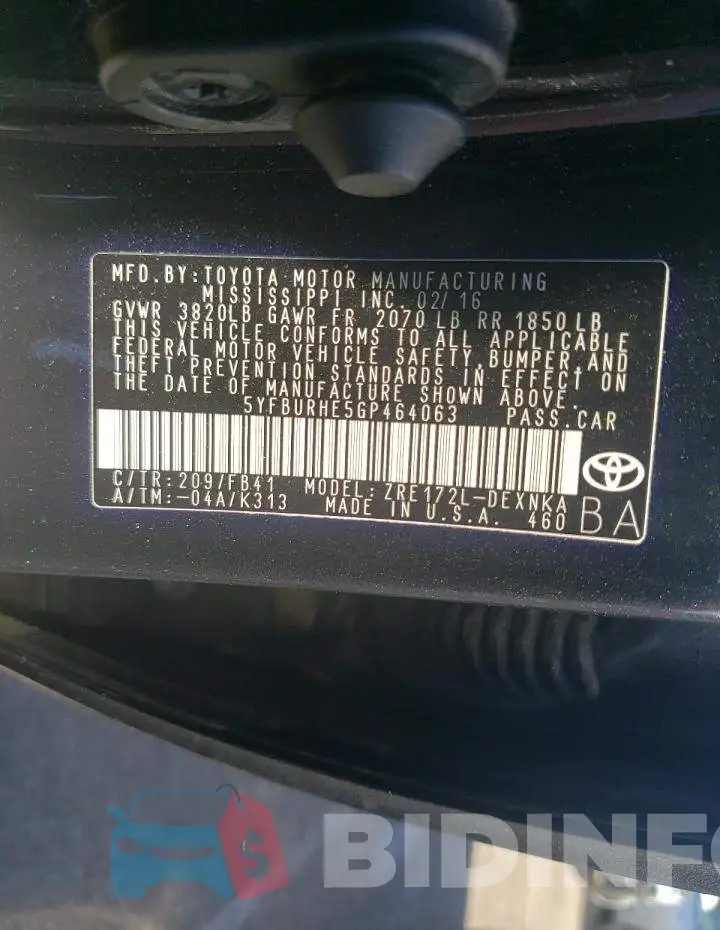 5YFBURHE5GP464063 Photo# 12