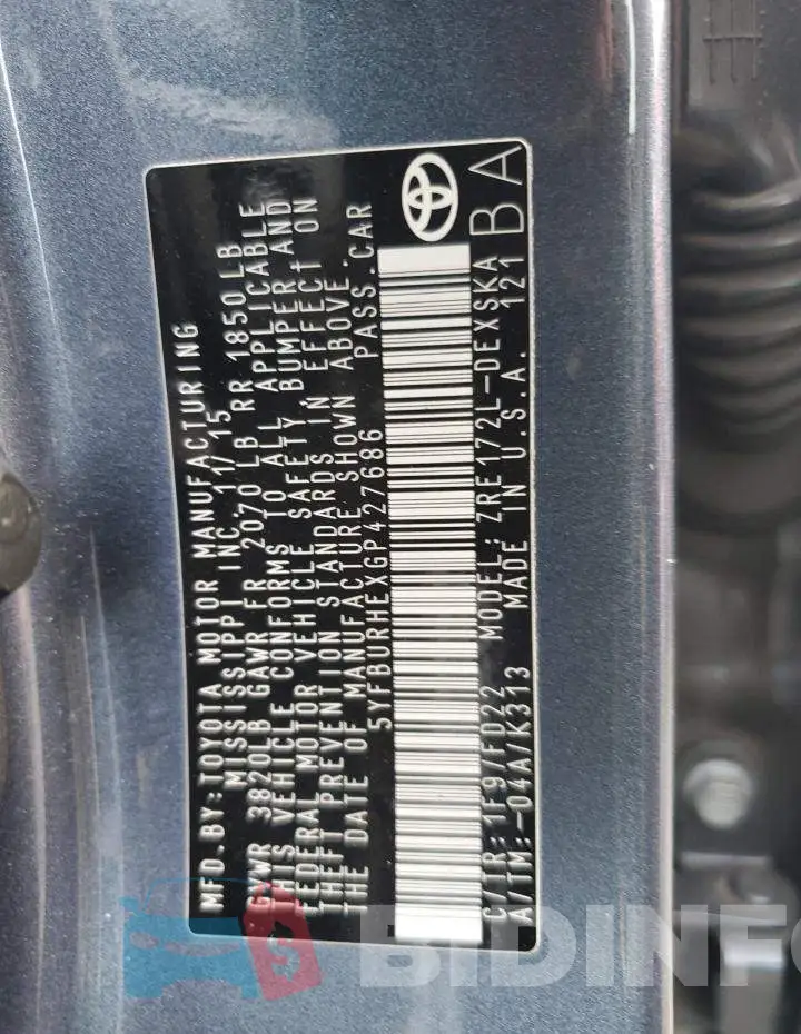 5YFBURHEXGP427686 Photo# 12