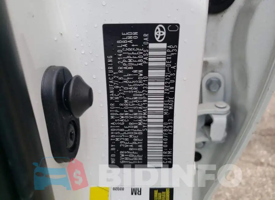 5YFEPMAE1NP273710 Photo# 12