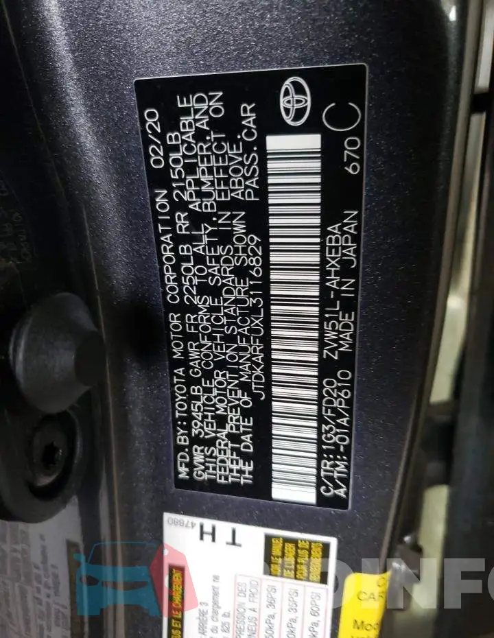 JTDKARFUXL3116829 Photo# 12