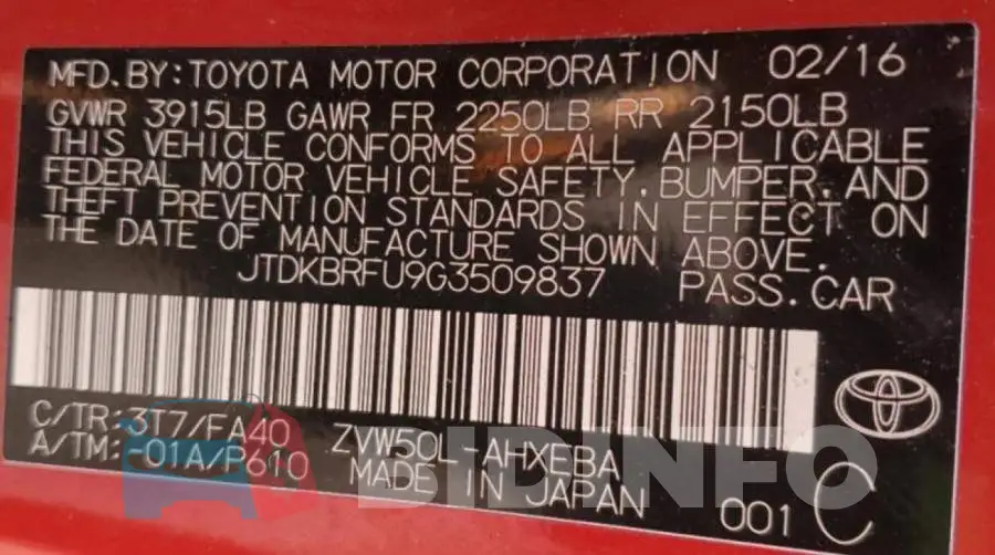 JTDKBRFU9G3509837 Photo# 12