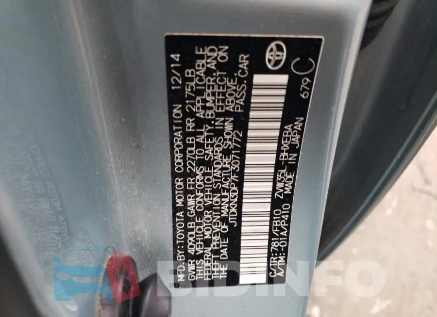 JTDKN3DP7F3071772 Photo# 12