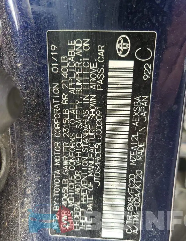 JTDS4RCE5LJ002091 Photo# 12