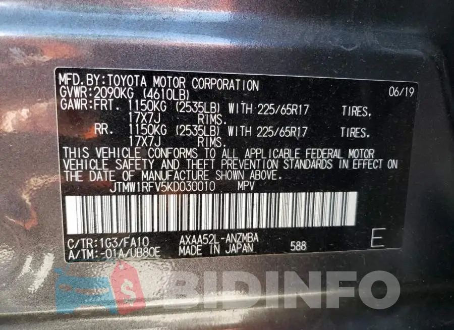 JTMW1RFV5KD030010 Photo# 13