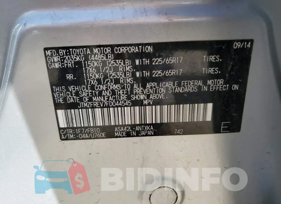 JTMZFREV7FD044545 Photo# 13