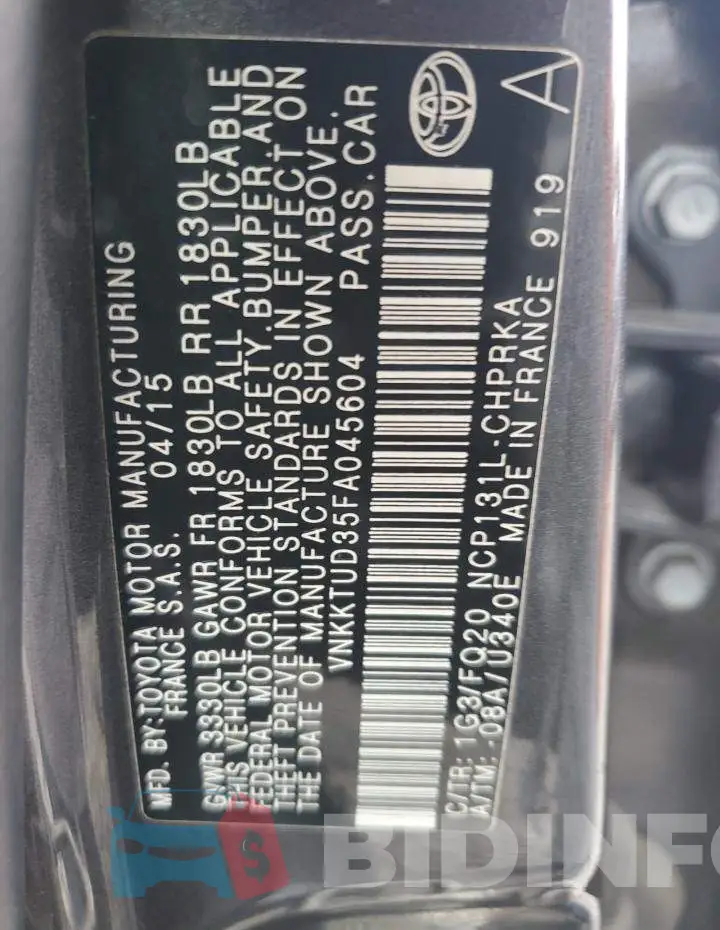 VNKKTUD35FA045604 Photo# 12