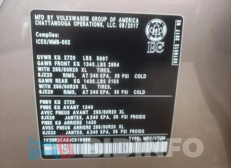 1V2NR2CA8JC519386 Photo# 14