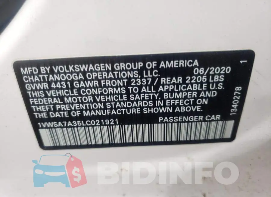 1VWSA7A35LC021921 Photo# 12
