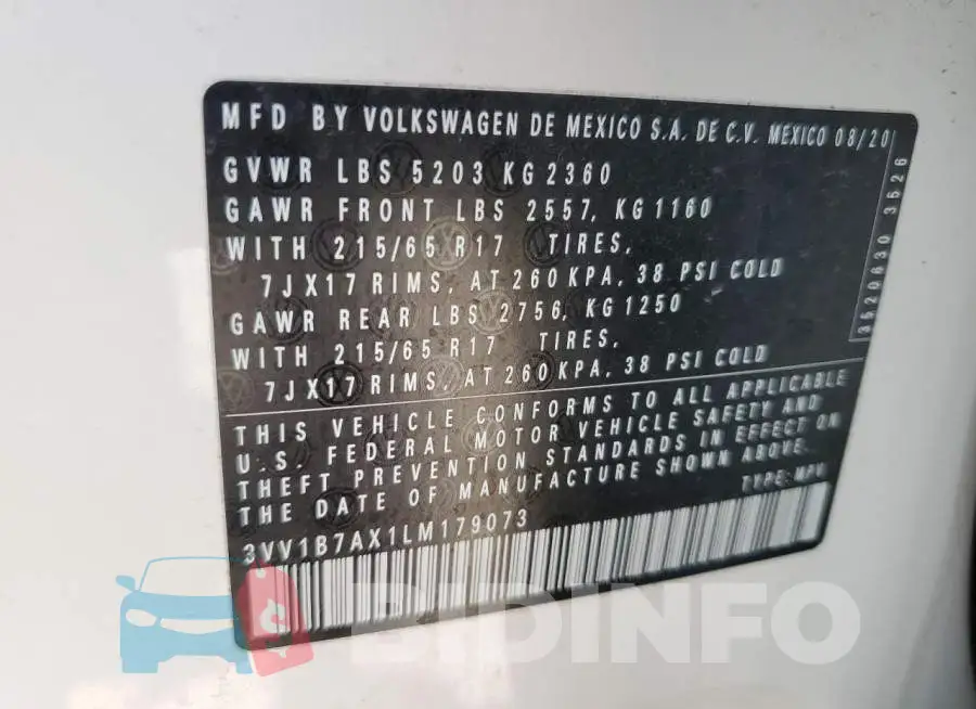 3VV1B7AX1LM179073 Photo# 12