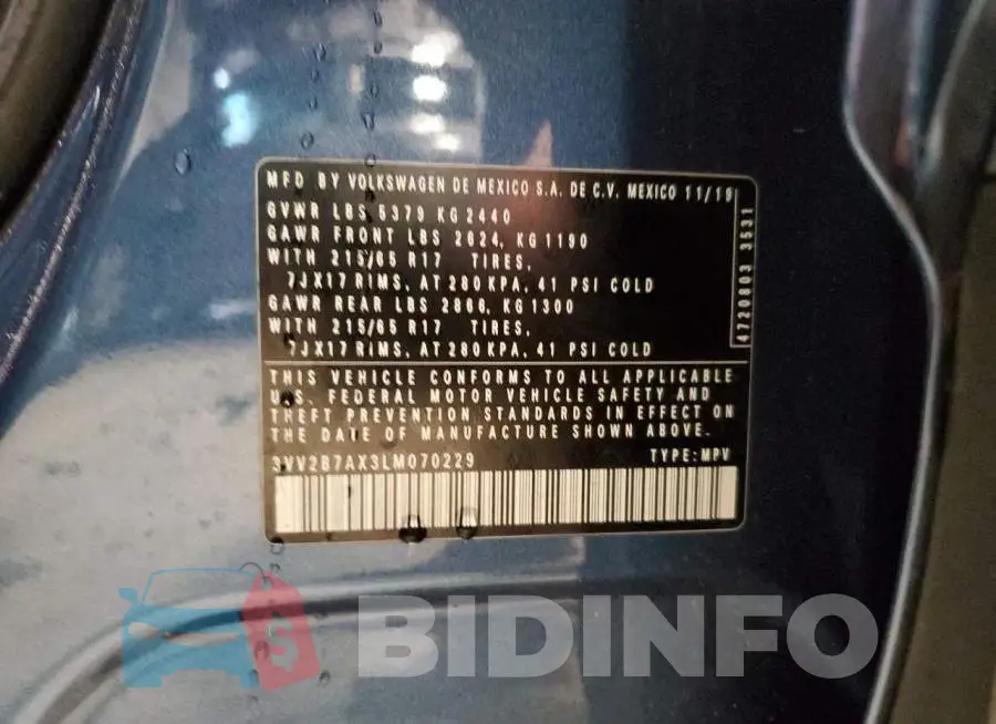 3VV2B7AX3LM070229 Photo# 13